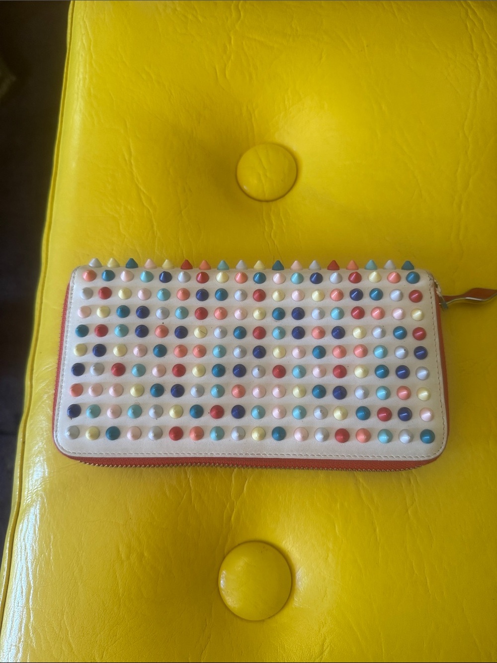 Christian Louboutin Panettone White Multicolored Spike Wallet ❤️❤️❤️